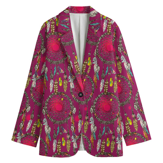 Purple Native Dream Catcher Print Women's Blazer