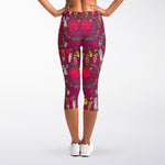 Purple Native Dream Catcher Print Women's Capri Leggings