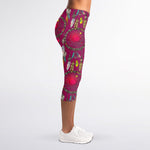 Purple Native Dream Catcher Print Women's Capri Leggings