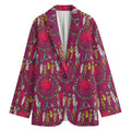 Purple Native Dream Catcher Print Women's Cotton Blazer