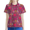 Purple Native Dream Catcher Print Women's Polo Shirt