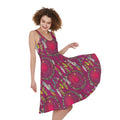 Purple Native Dream Catcher Print Sleeveless Knee Length Dress