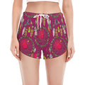 Purple Native Dream Catcher Print Women's Split Running Shorts