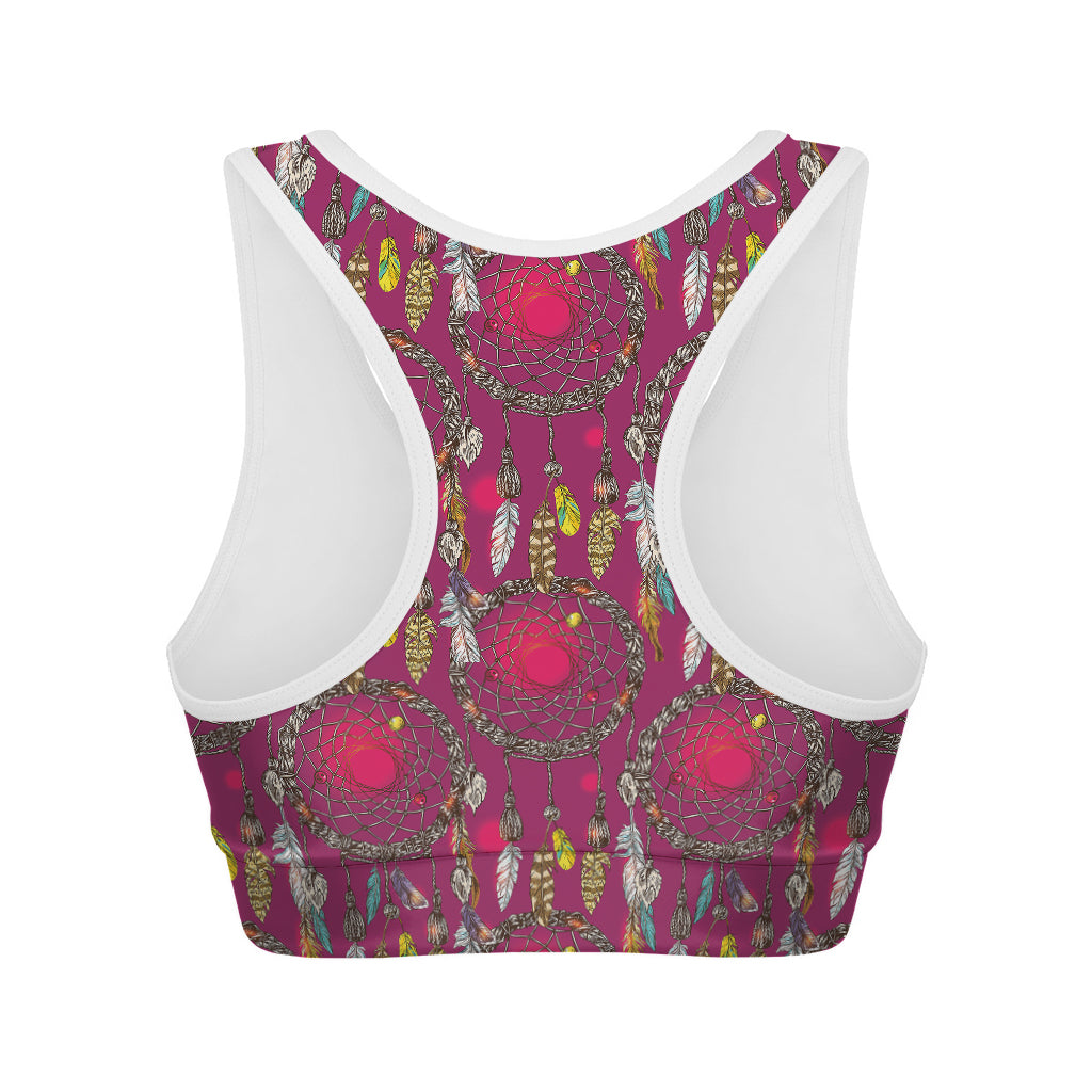Purple Native Dream Catcher Print Women's Sports Bra