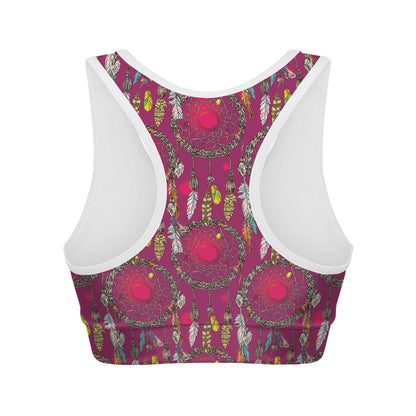 Purple Native Dream Catcher Print Women's Sports Bra