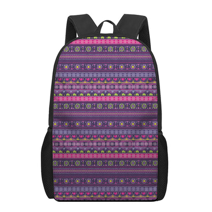 Purple Native Tribal Pattern Print 17 Inch Backpack