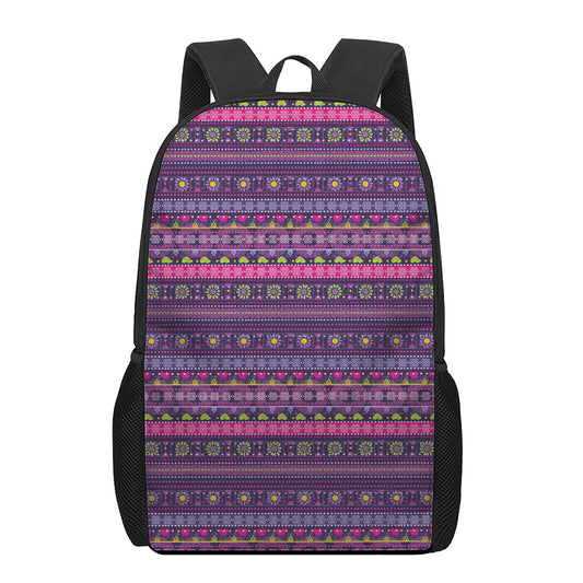 Purple Native Tribal Pattern Print 17 Inch Backpack