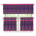 Purple Native Tribal Pattern Print 3 Piece Kitchen Curtains