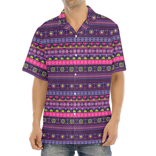 Purple Native Tribal Pattern Print Aloha Shirt