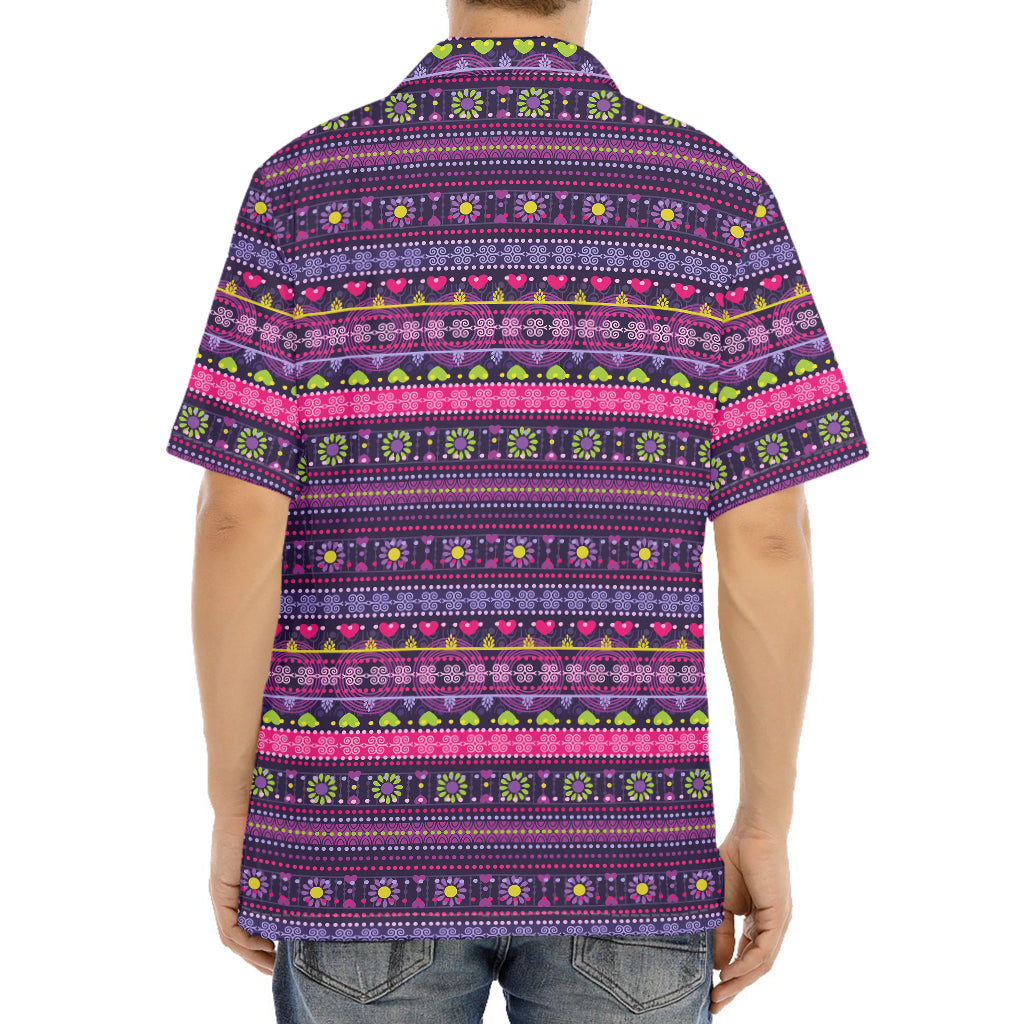 Purple Native Tribal Pattern Print Aloha Shirt