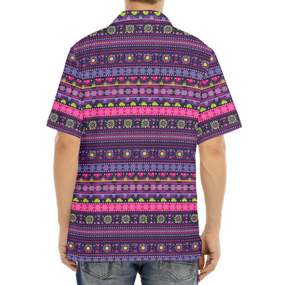 Purple Native Tribal Pattern Print Aloha Shirt