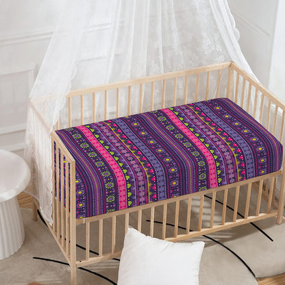 Purple Native Tribal Pattern Print Baby Crib Sheet