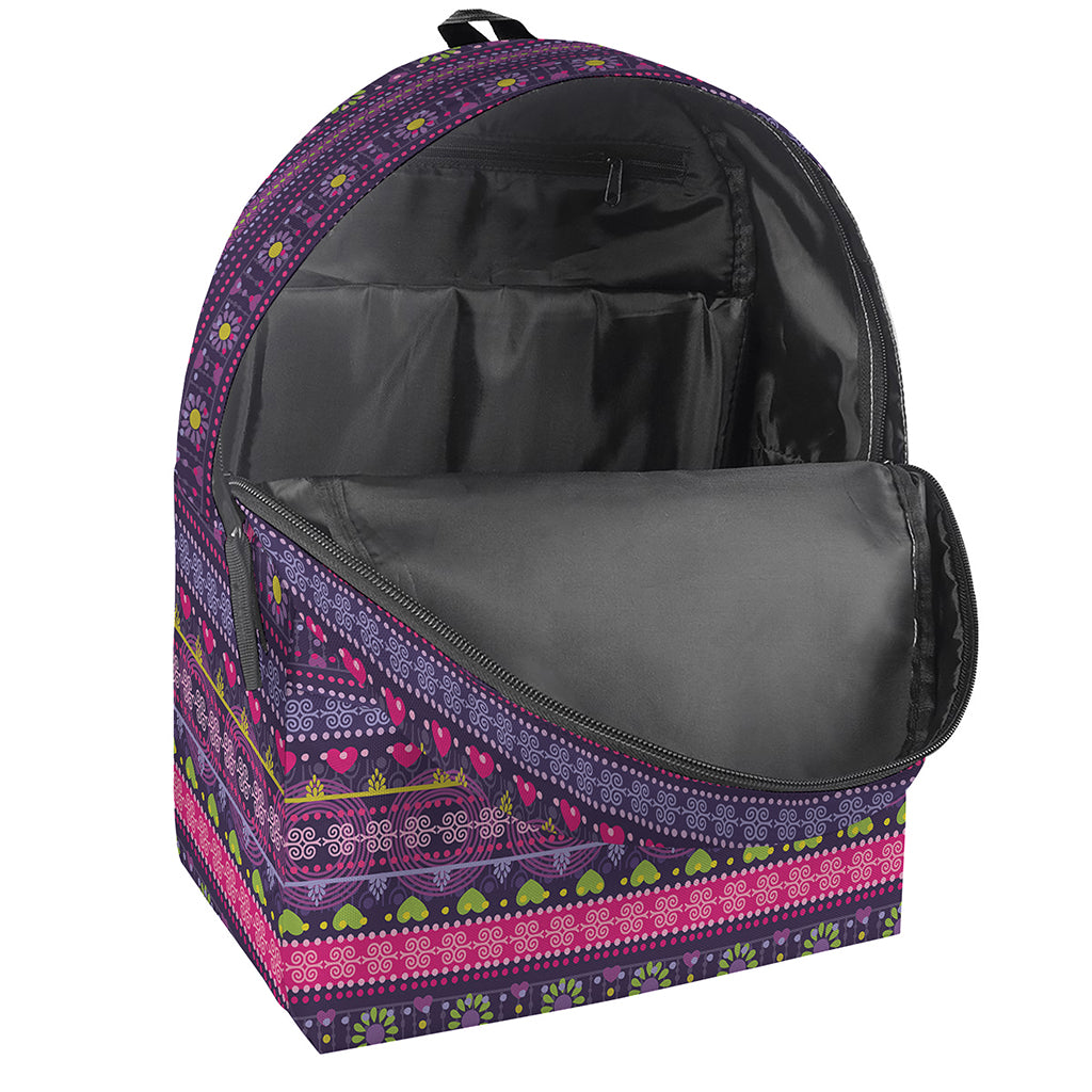Purple Native Tribal Pattern Print Backpack