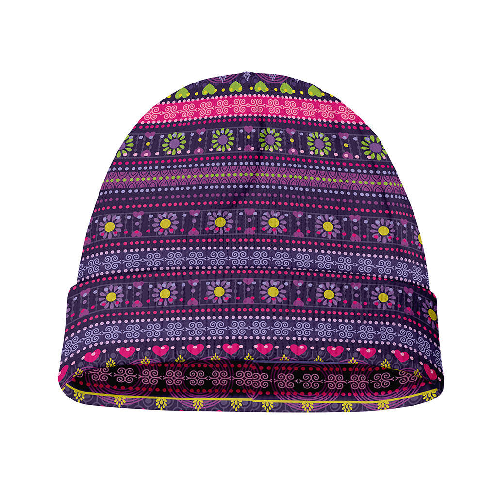 Purple Native Tribal Pattern Print Beanie