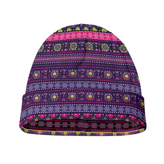 Purple Native Tribal Pattern Print Beanie