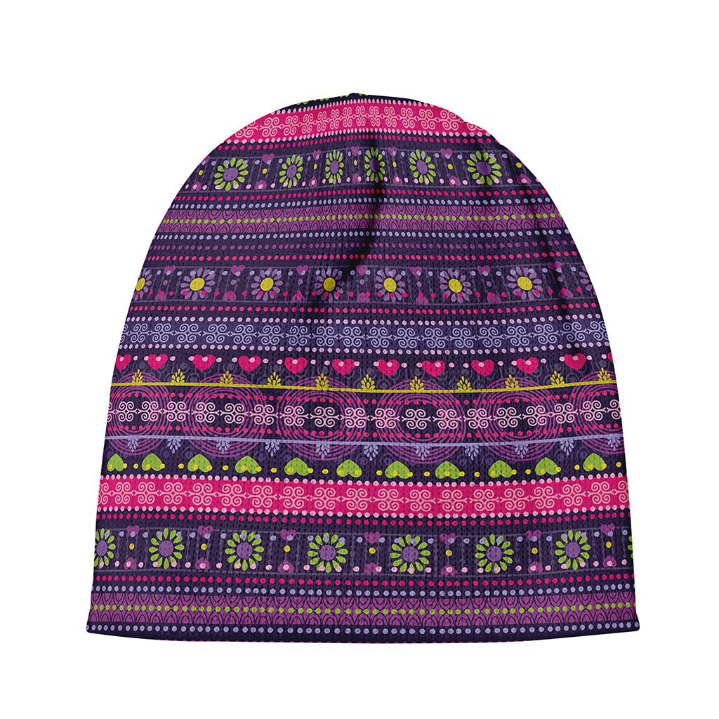 Purple Native Tribal Pattern Print Beanie