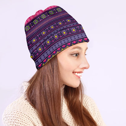 Purple Native Tribal Pattern Print Beanie