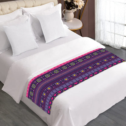 Purple Native Tribal Pattern Print Bed Runner