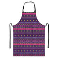 Purple Native Tribal Pattern Print Bib Apron With Pocket