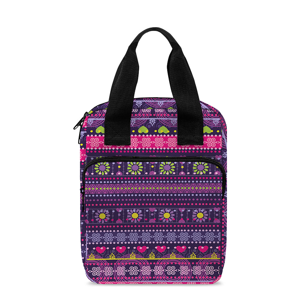Purple Native Tribal Pattern Print Bible Tote Bag