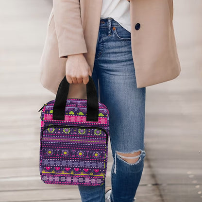 Purple Native Tribal Pattern Print Bible Tote Bag