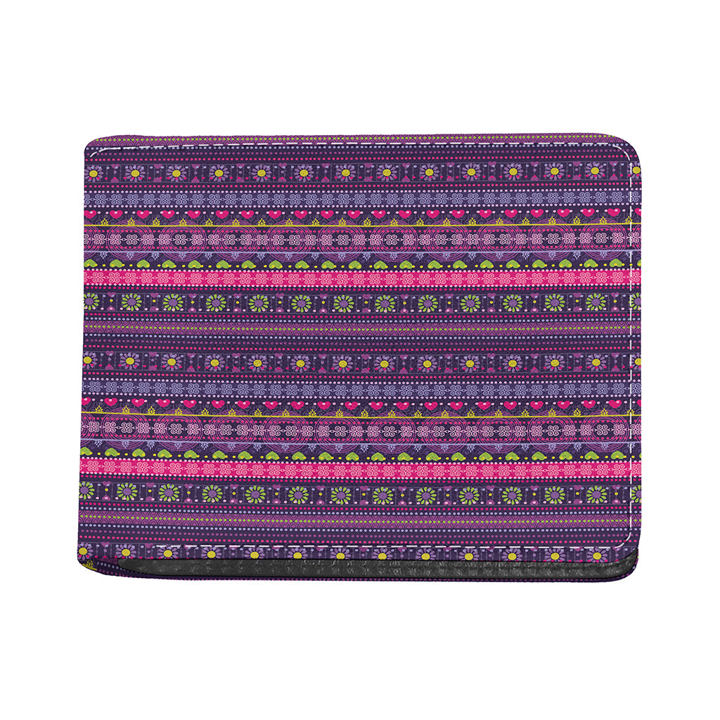 Purple Native Tribal Pattern Print Bifold Wallet