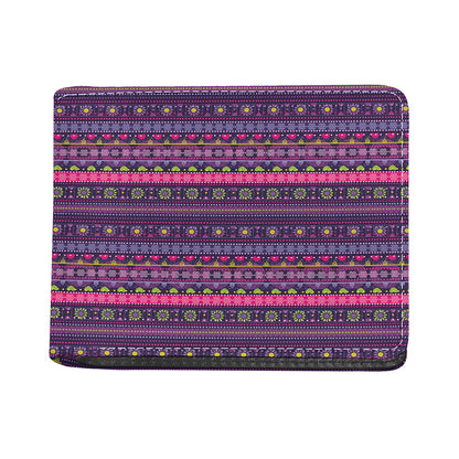 Purple Native Tribal Pattern Print Bifold Wallet