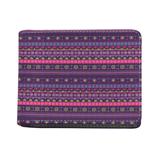 Purple Native Tribal Pattern Print Bifold Wallet