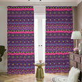 Purple Native Tribal Pattern Print Dimout Pencil Pleat Curtains