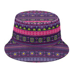 Purple Native Tribal Pattern Print Bucket Hat
