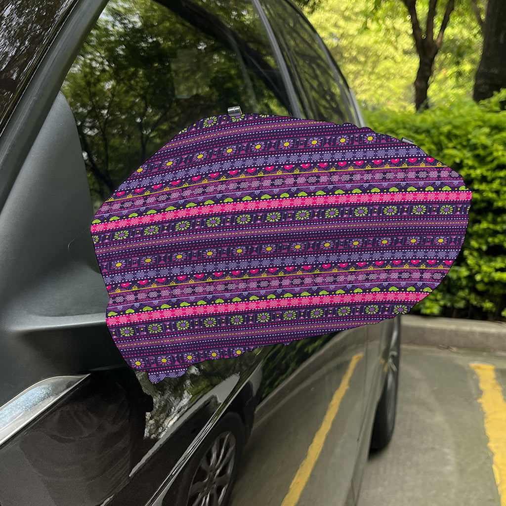 Purple Native Tribal Pattern Print Car Side Mirror Covers
