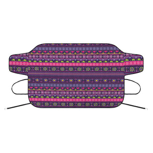 Purple Native Tribal Pattern Print Car Windshield Snow Cover