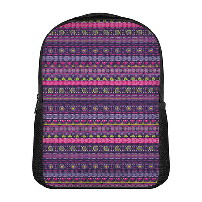 Purple Native Tribal Pattern Print Casual Backpack