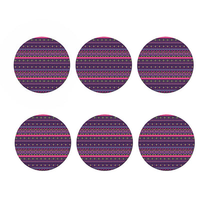 Purple Native Tribal Pattern Print Coaster Set
