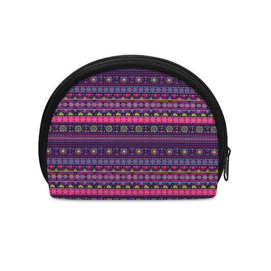 Purple Native Tribal Pattern Print Coin Purse