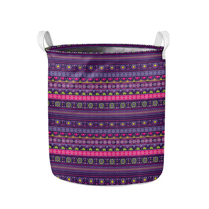 Purple Native Tribal Pattern Print Collapsible Laundry Basket