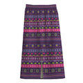 Purple Native Tribal Pattern Print Cotton Front Slit Maxi Skirt