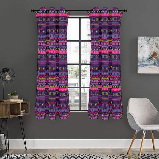Purple Native Tribal Pattern Print Curtain