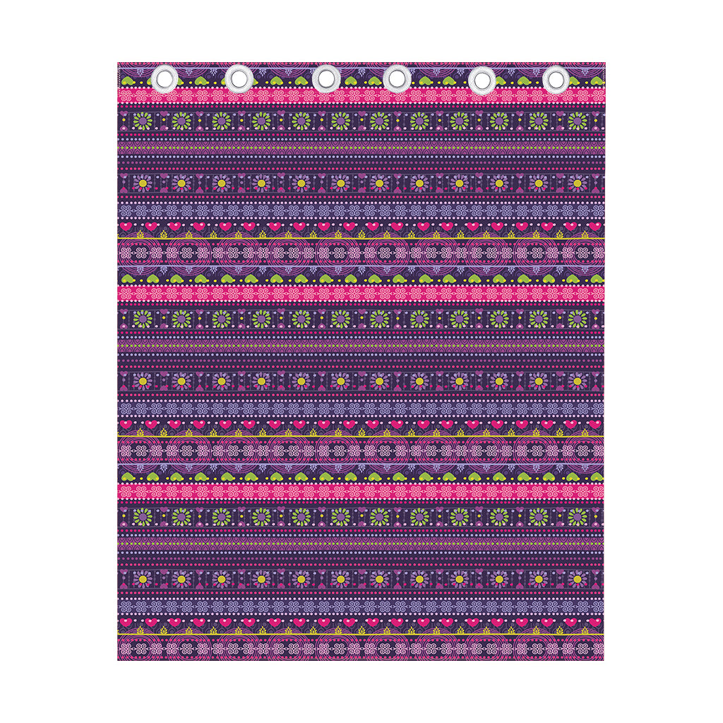 Purple Native Tribal Pattern Print Curtain