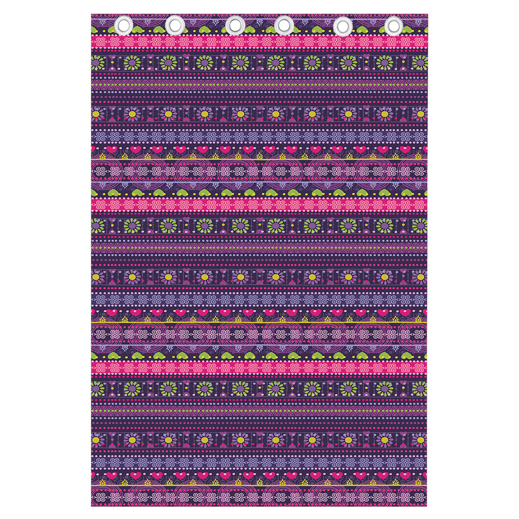 Purple Native Tribal Pattern Print Curtain