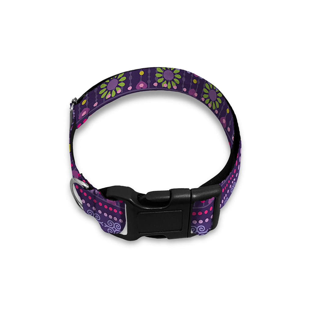 Purple Native Tribal Pattern Print Dog Collar
