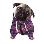 Purple Native Tribal Pattern Print Dog Zip Up Hoodie