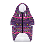 Purple Native Tribal Pattern Print Dog Zip Up Hoodie