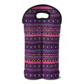 Purple Native Tribal Pattern Print Double Neoprene Wine Tote