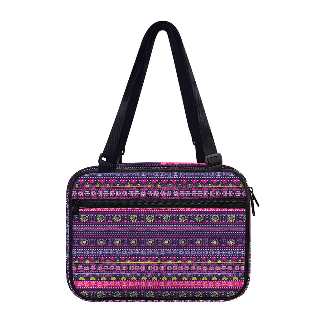 Purple Native Tribal Pattern Print Double Strap Bible Bag