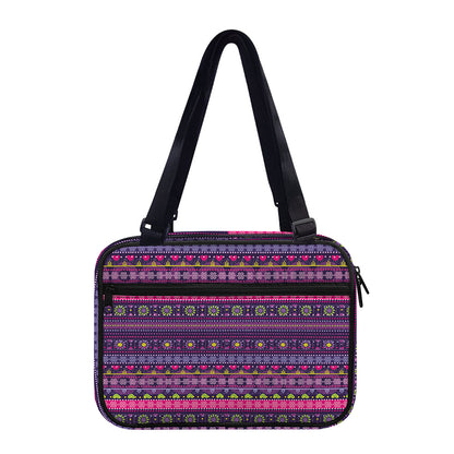 Purple Native Tribal Pattern Print Double Strap Bible Bag