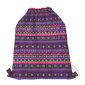 Purple Native Tribal Pattern Print Drawstring Bag