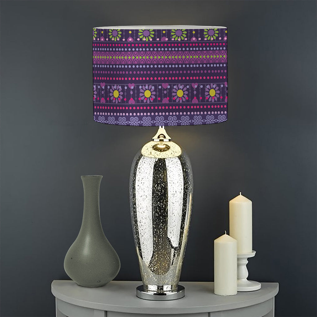 Purple Native Tribal Pattern Print Drum Lamp Shade