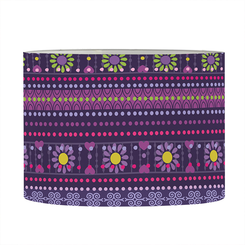 Purple Native Tribal Pattern Print Drum Lamp Shade