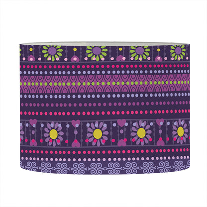 Purple Native Tribal Pattern Print Drum Lamp Shade